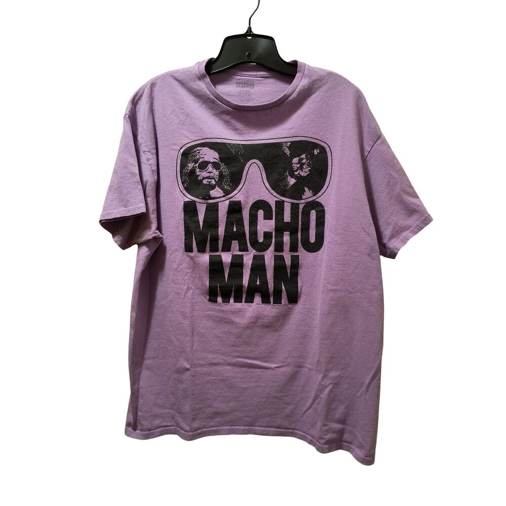 American Classics Macho Man Randy Savage Sunglasses T-Shirt Men XL Purple WWF